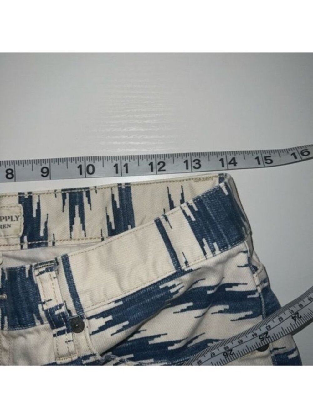 Denim & Supply Shorts Womens 28 Blue White Cotton Tribal Print High-Rise Denim - Picture 5 of 10